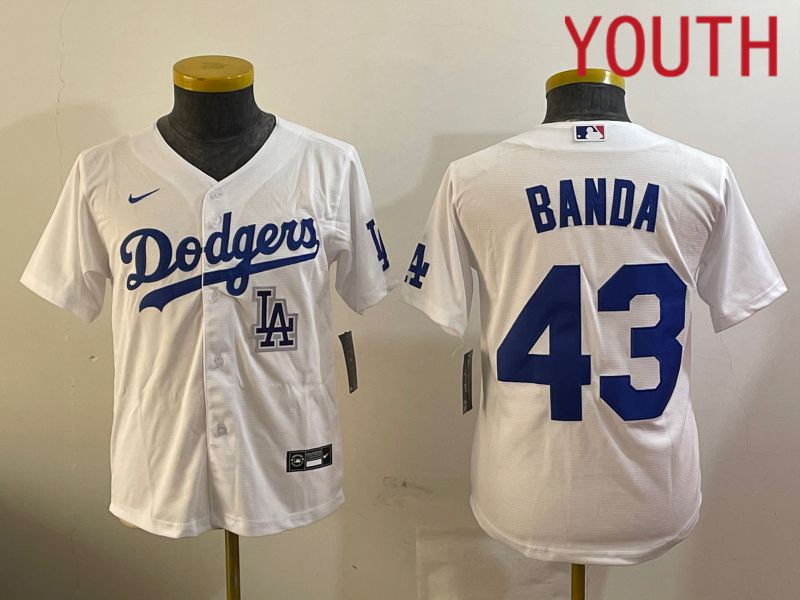 Youth Los Angeles Dodgers 43 Banda White Game 2024 Nike MLB Jersey style 12094